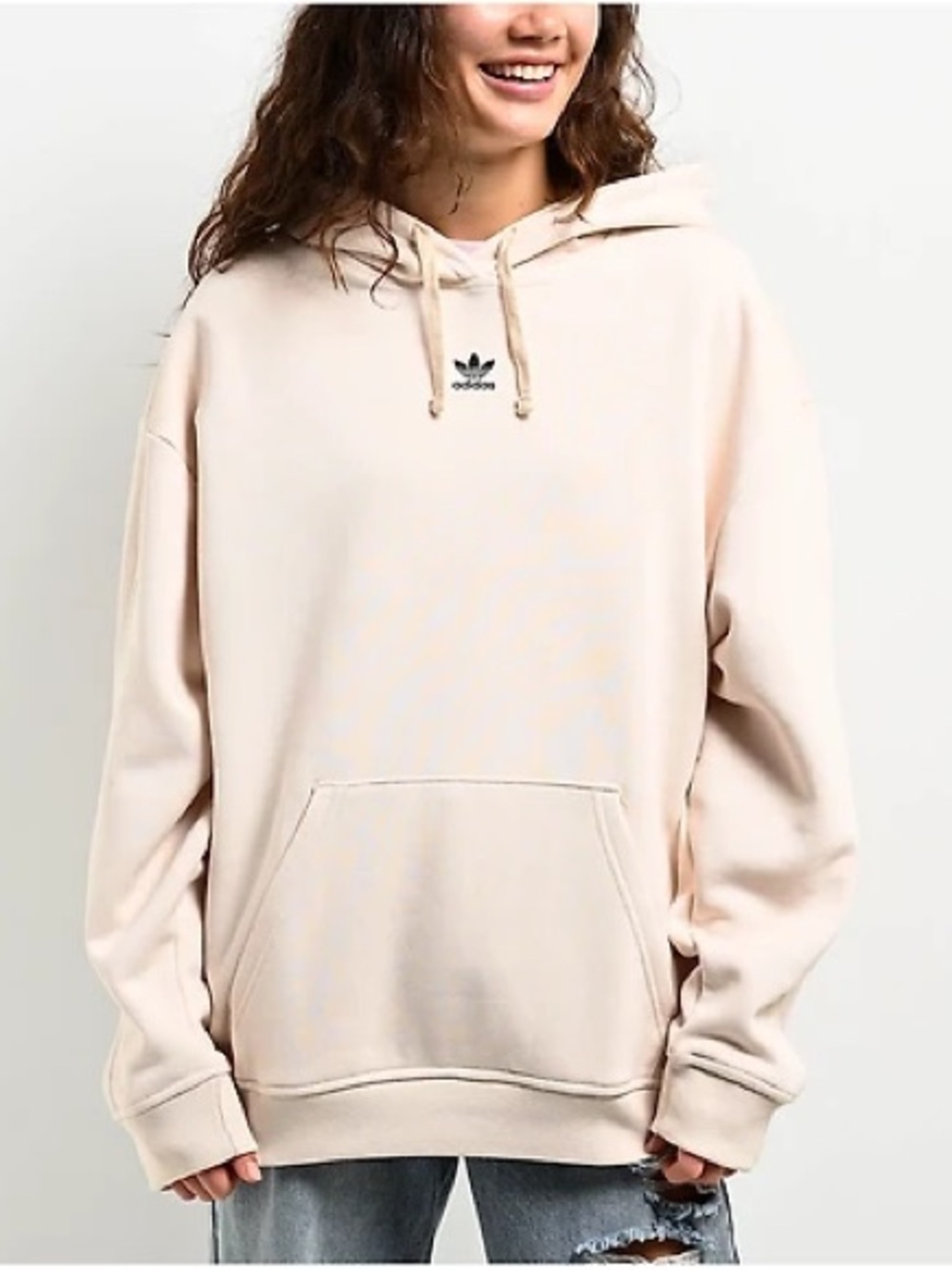 Adidas Essentials Cream Oversized Hoodie Size Medium